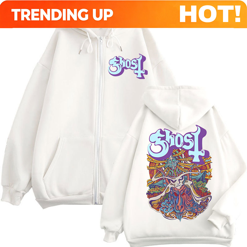 Mens Fashion Zip Up Hoodies - Ghost Band Grafik-Reißverschluss-Hoodies für Männer und