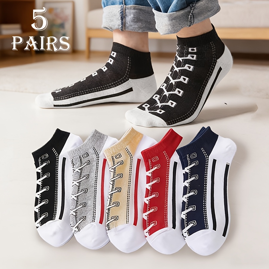 Socks Ankle Men - 5 Paar Herren-Sommer-Socken aus dünner Baumwolle,