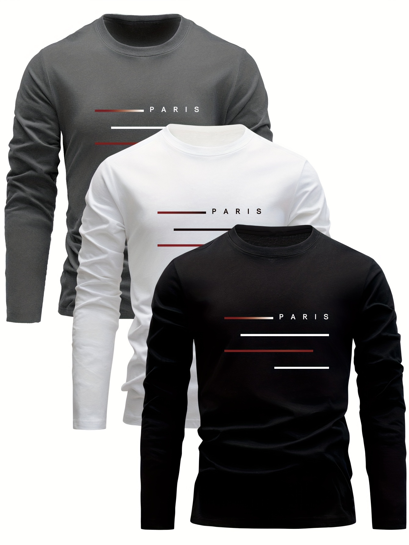 Mens Fashion Summer - 100% Baumwolle Herren Langarm Rundhals Locker