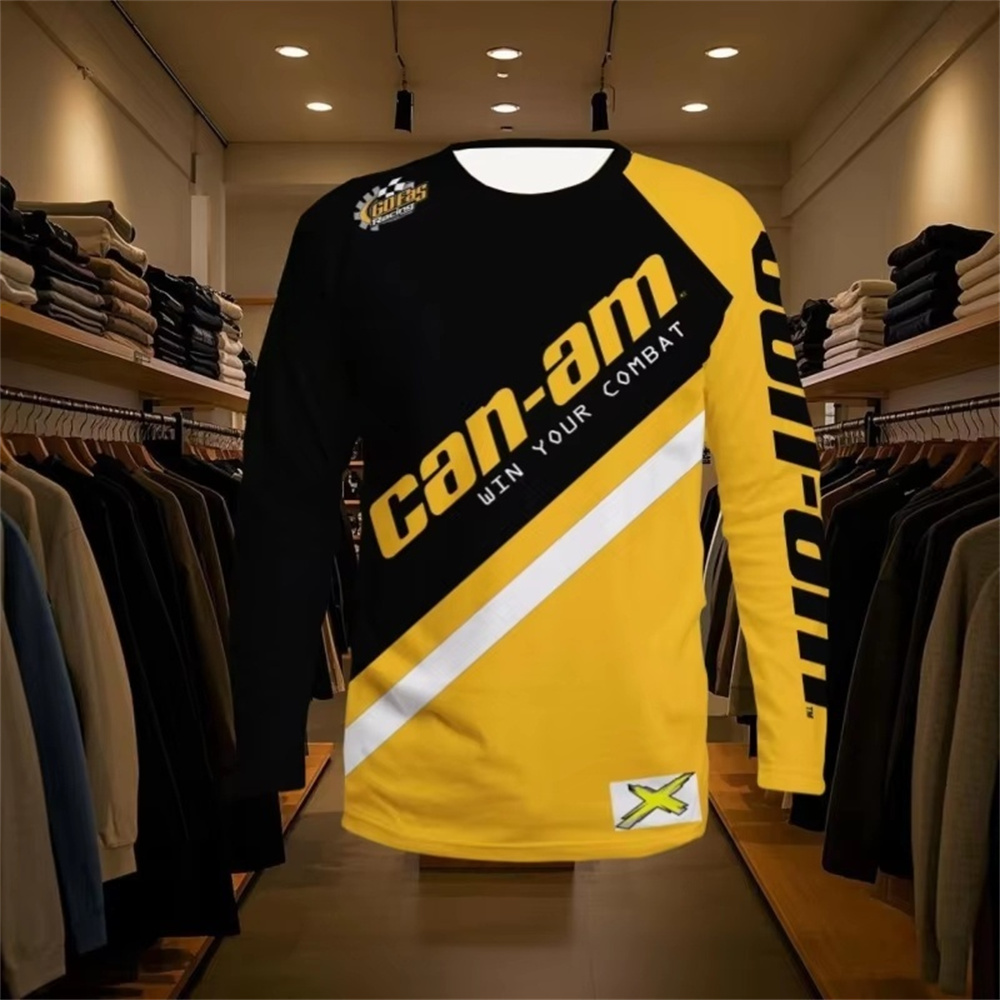 Mens Fashion Clothes - Motorrad-Renn-Langarm-T-Shirt mit Rundhalsausschnitt für Männer und
