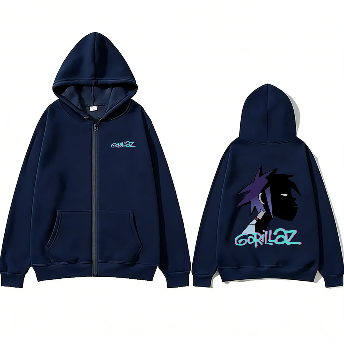Rockband Gorillaz Gesichtsgraf – Mens Fashion Zip Up Hoodies Bewertung und Preis