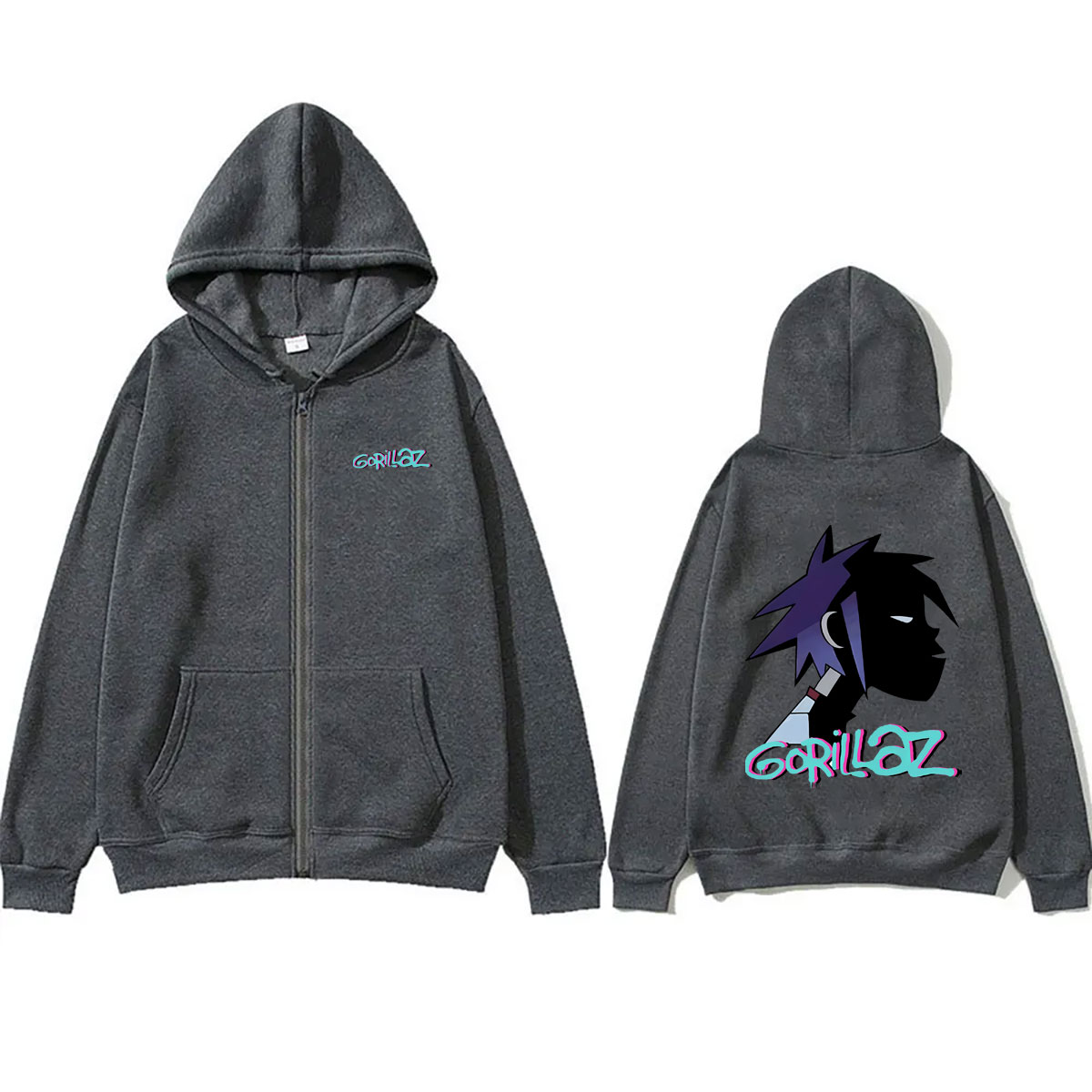 Rockband Gorillaz Gesichtsgraf – Mens Fashion Zip Up Hoodies Bewertung und Preis