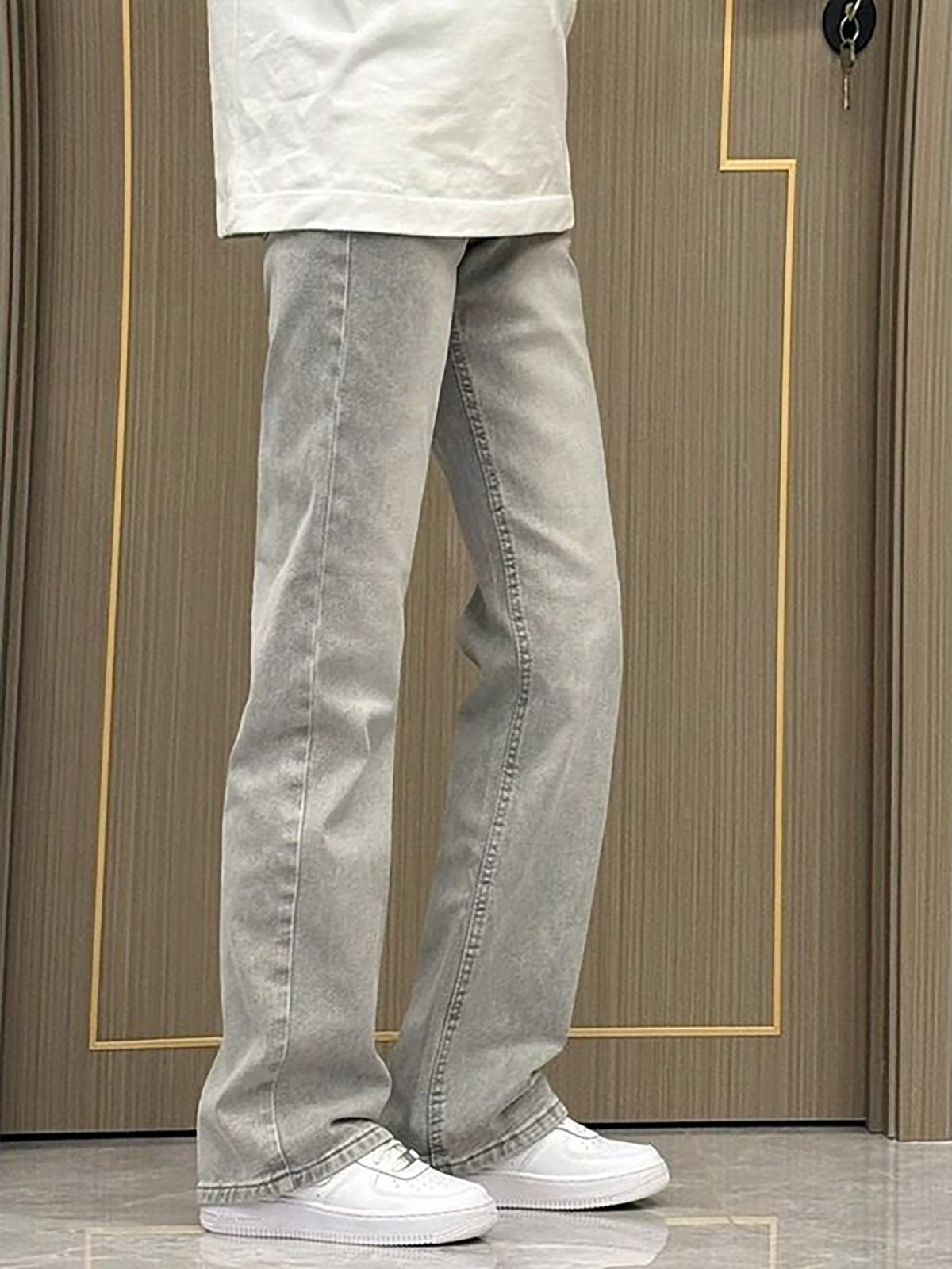 Rauchgraue Straight-Leg Slim-F – Men'S Fashion Grey Jeans Bewertung und Preis