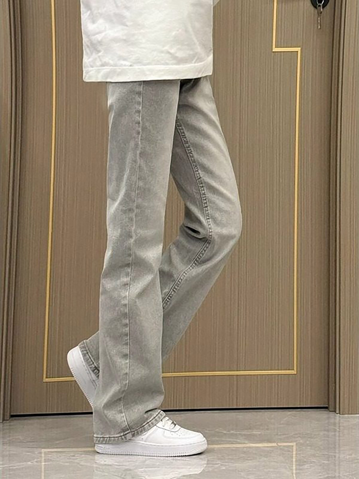 Rauchgraue Straight-Leg Slim-F – Men'S Fashion Grey Jeans Bewertung und Preis